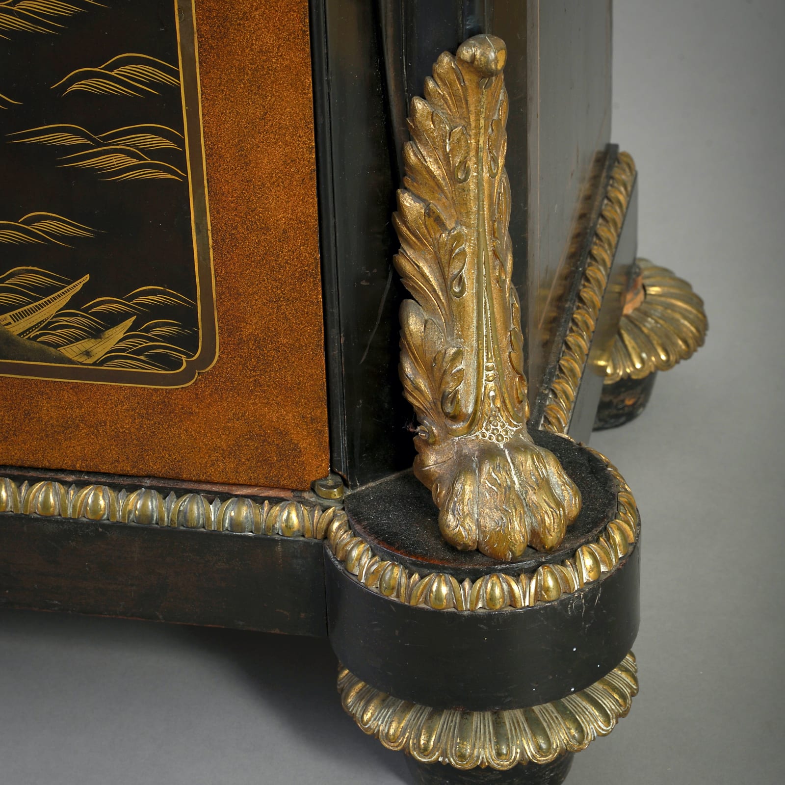 GEORGE IV JAPANNED AND LACQUER SIDE CABINET