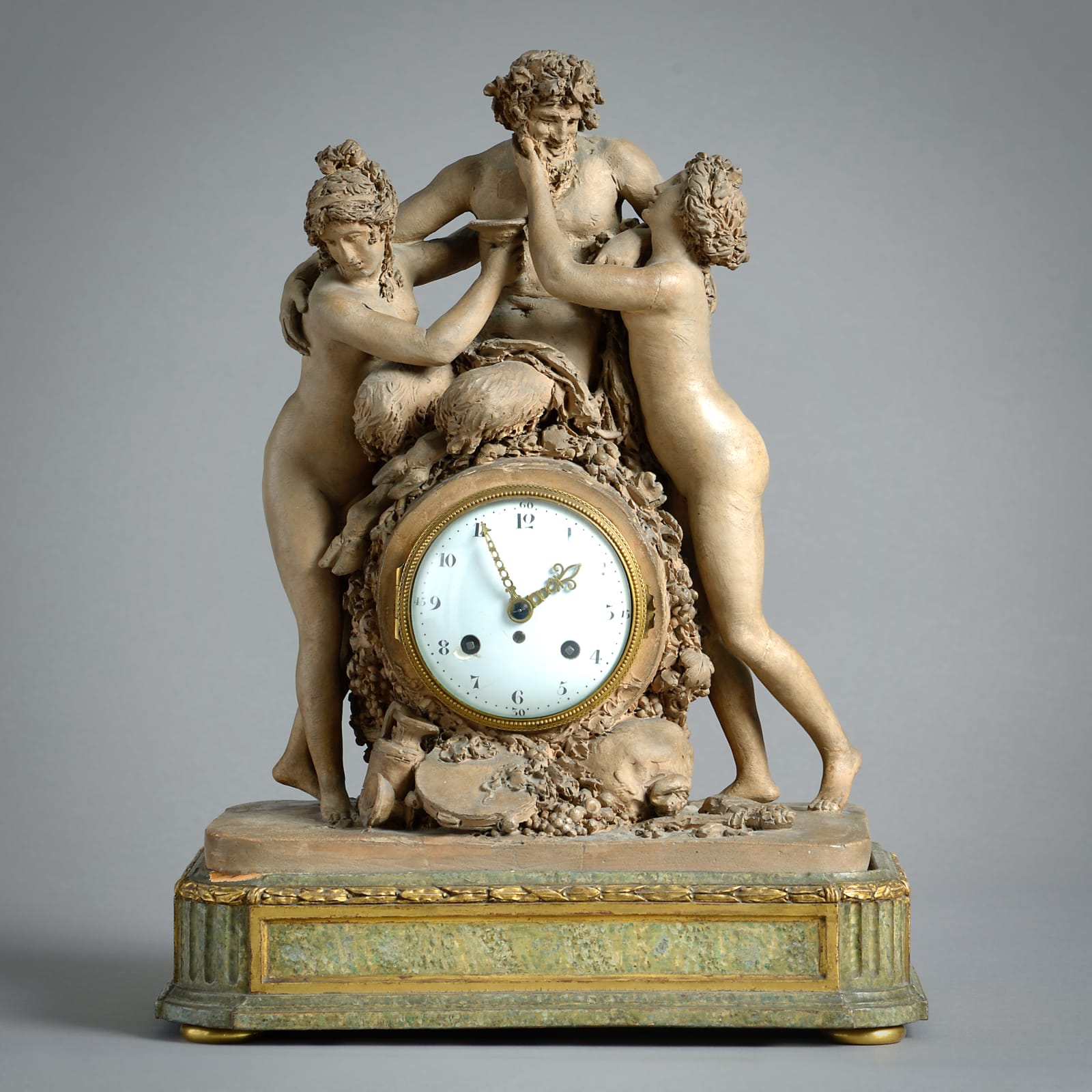 LOUIS XVI TERRACOTTA STRIKING MANTEL CLOCK
