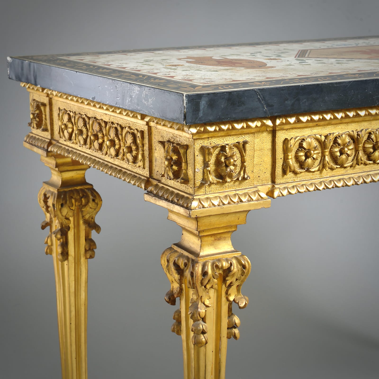 ROMAN GILT-WOOD SIDE TABLE WITH IT’S ORIGINAL SCAGLIOLA TOP