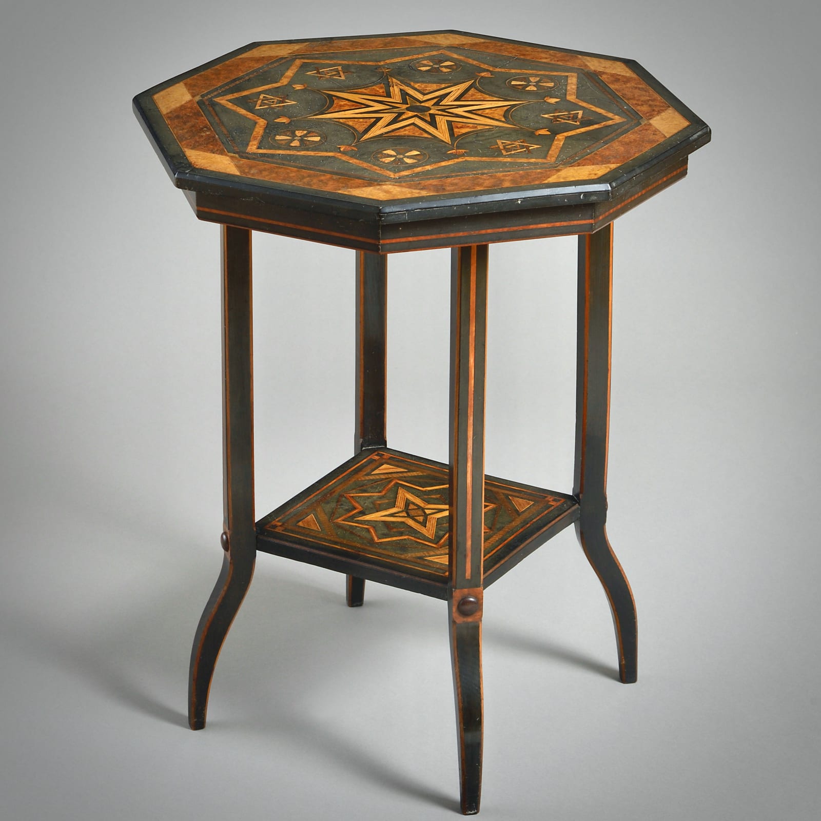 VICTORIAN GEOMETRICALLY-INLAID LAMP TABLE