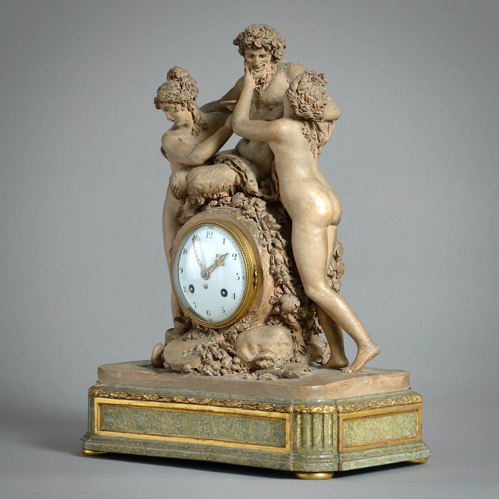LOUIS XVI TERRACOTTA STRIKING MANTEL CLOCK