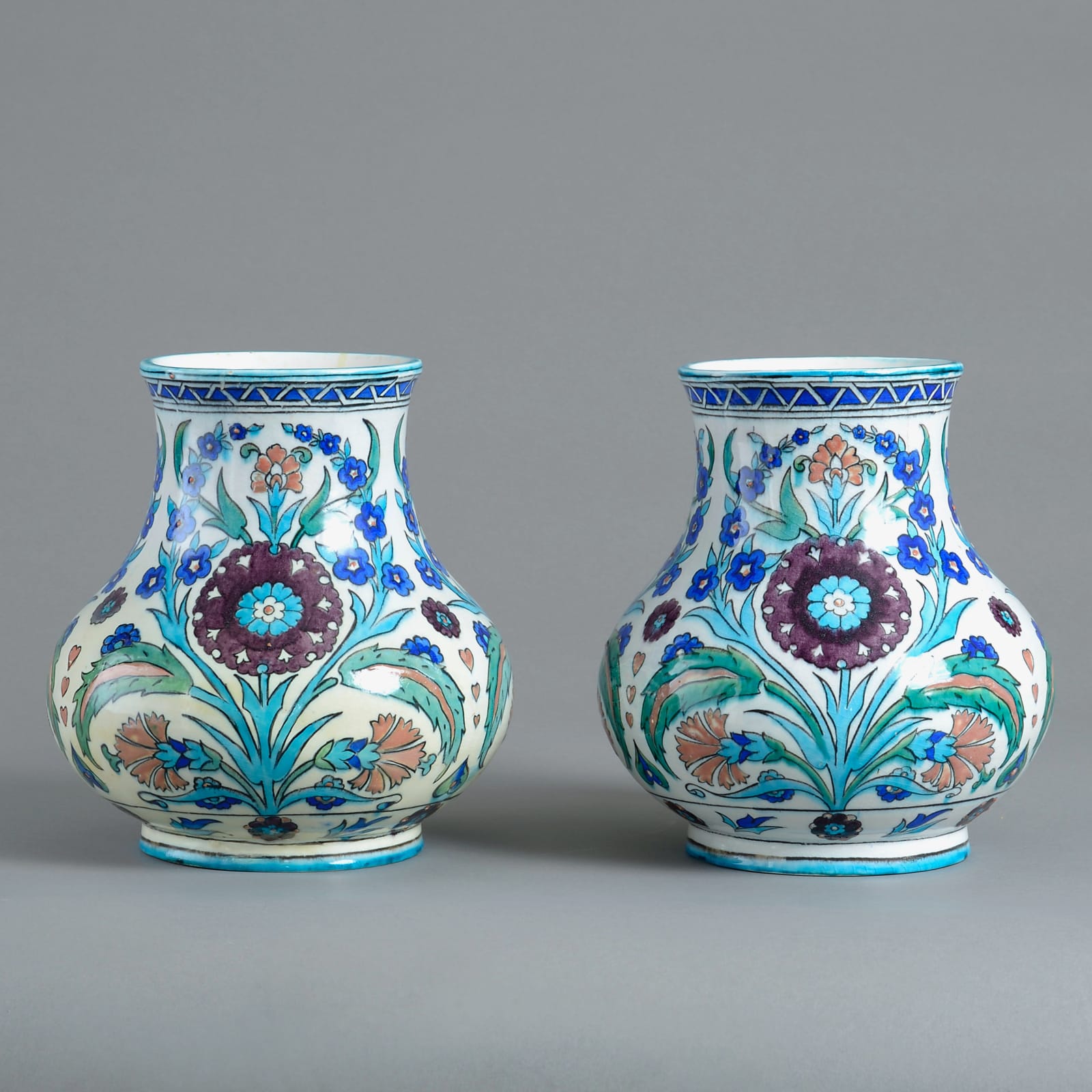 PAIR OF IZNIK STYLE POTTERY VASES BY THEODORE DECK