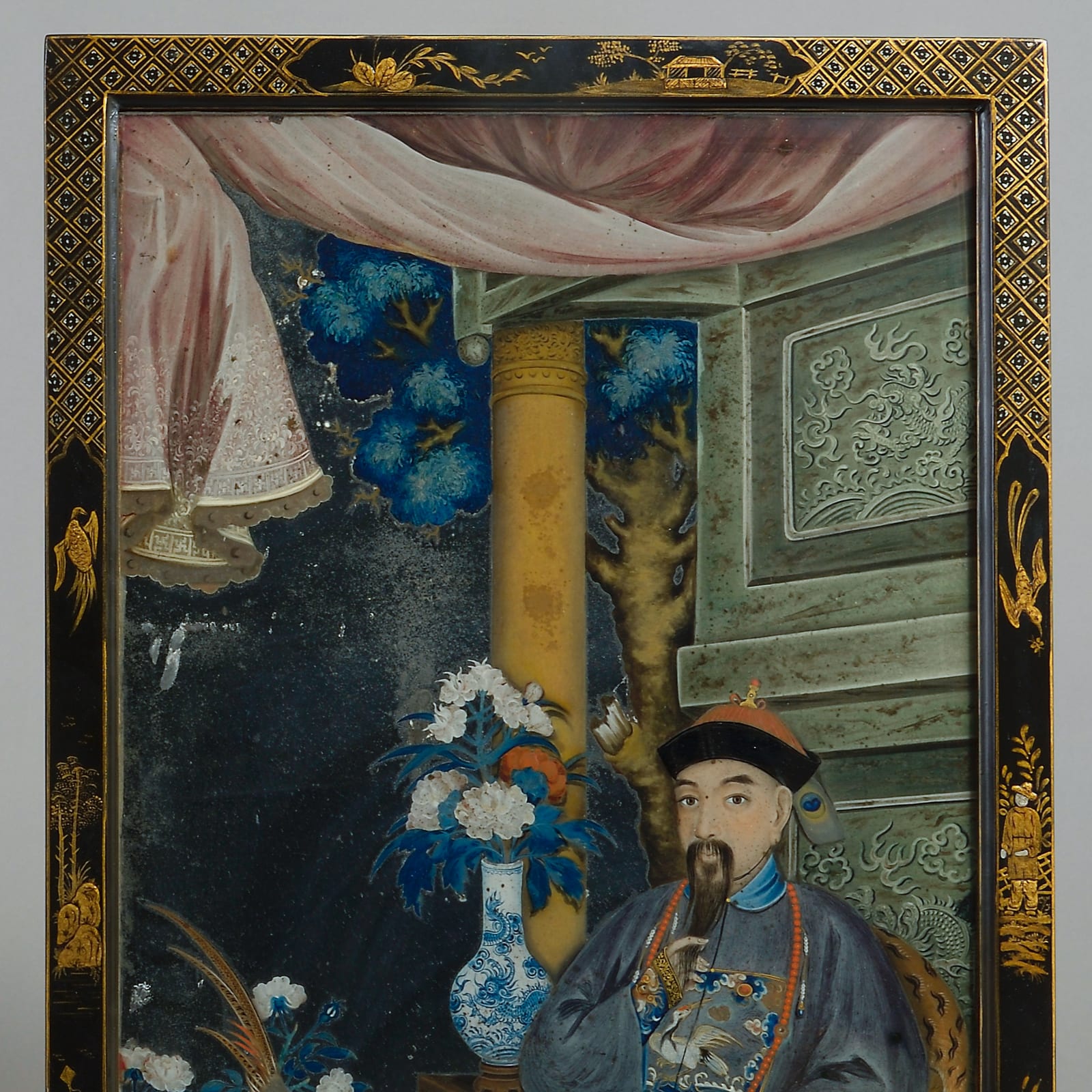 PAIR OF CHINESE EXPORT MIRROR PAINTINGS