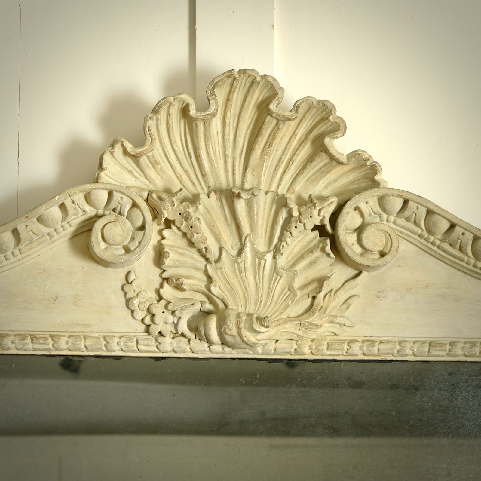 GEORGE II STONE-WHITE PAINTED OVERMANTEL