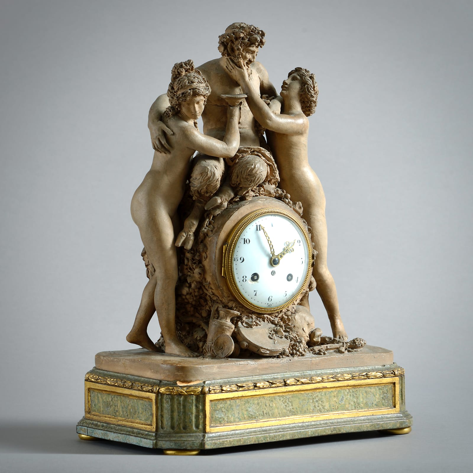 LOUIS XVI TERRACOTTA STRIKING MANTEL CLOCK