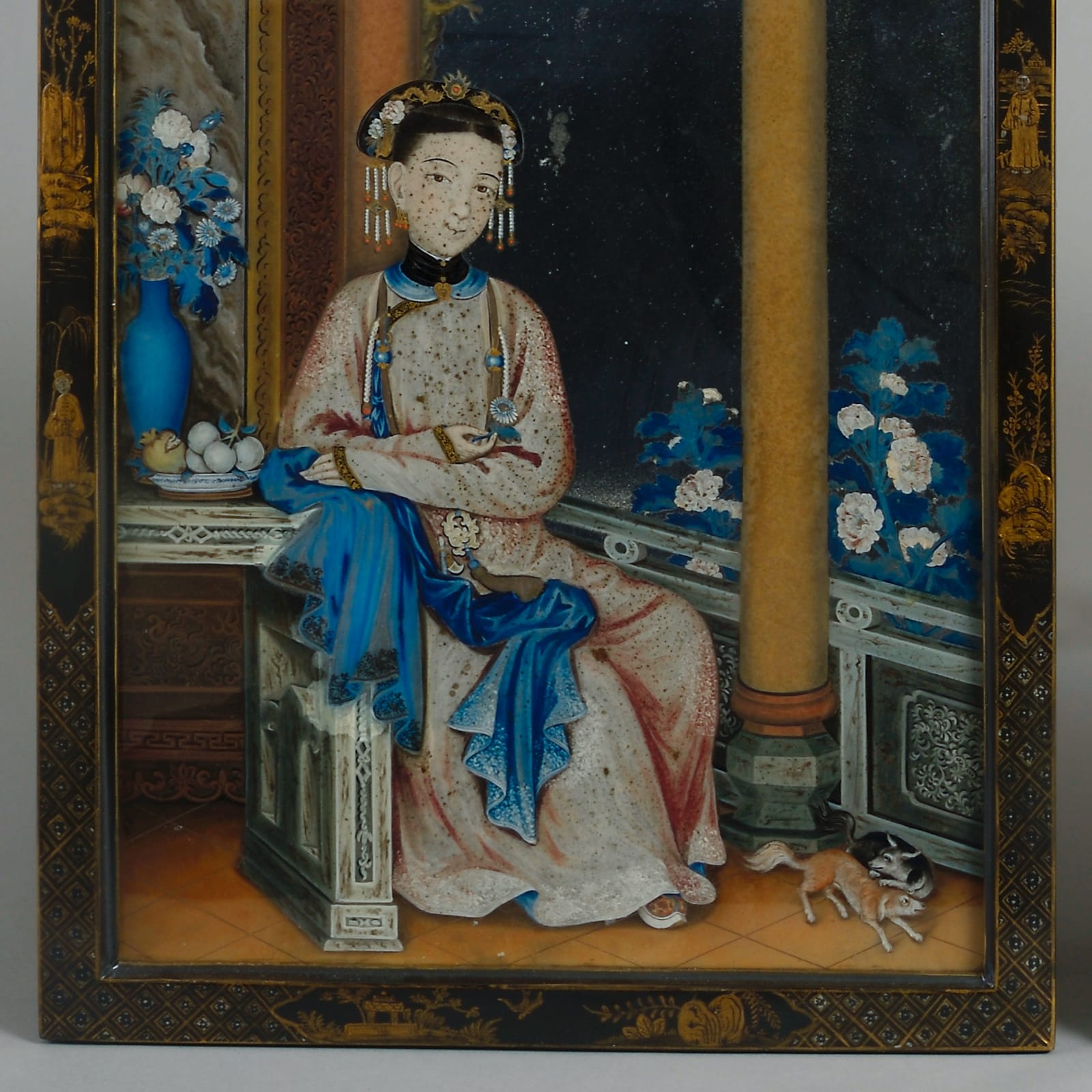 PAIR OF CHINESE EXPORT MIRROR PAINTINGS