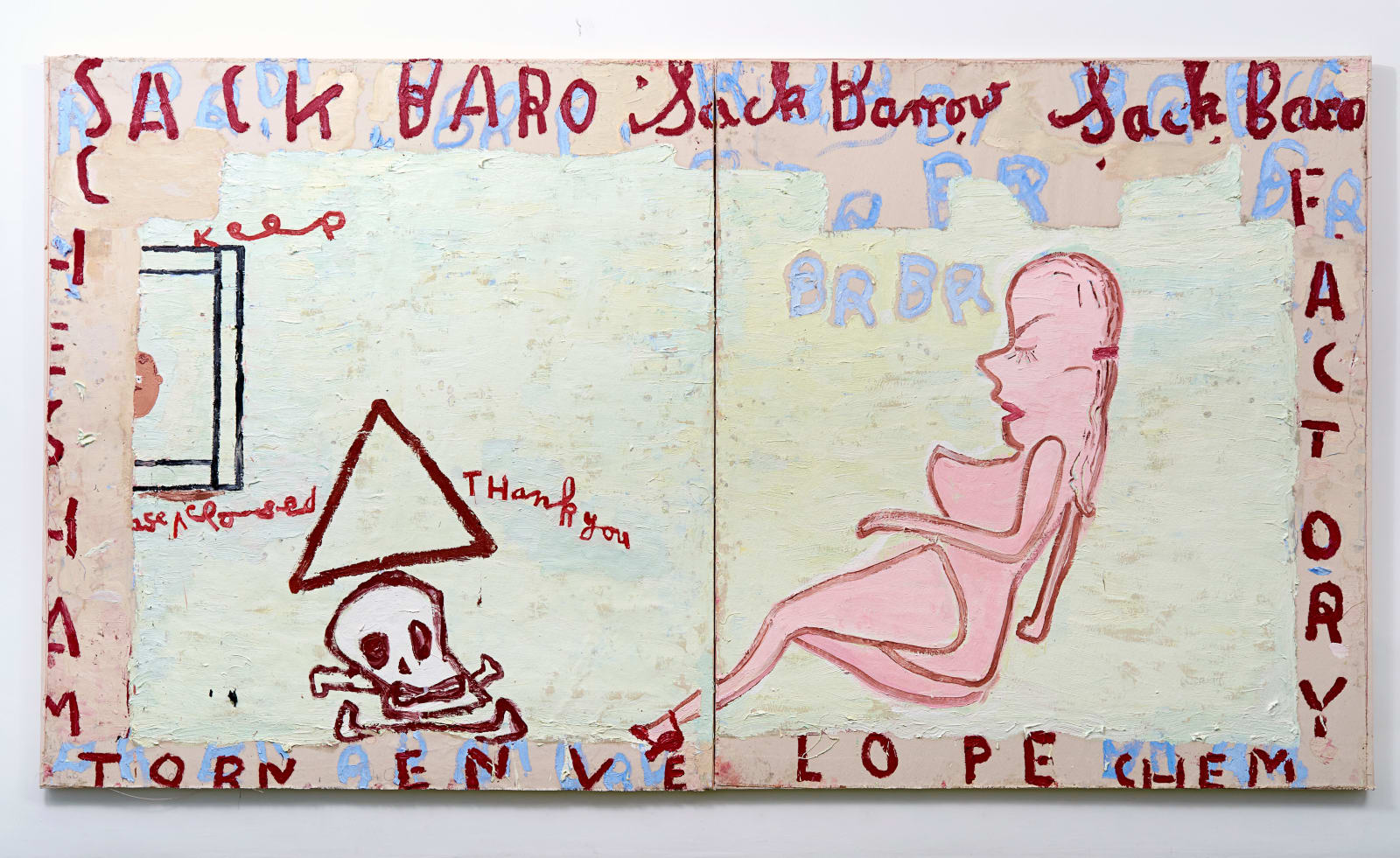 Rose Wylie, Sack Barrow, Factory Pin-Up (film notes), 2014