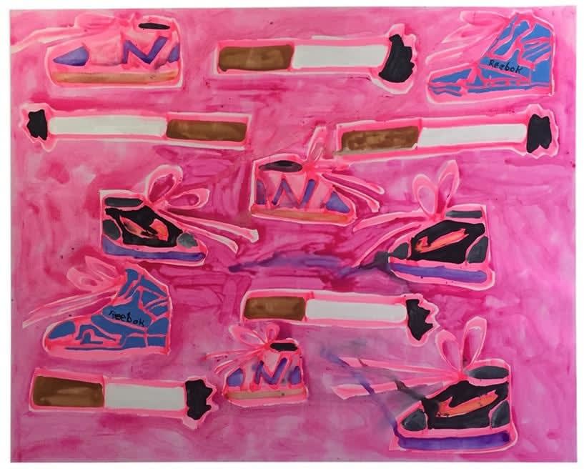 Katherine Bernhardt, Nikes, New Balance and Cigarettes, 2015