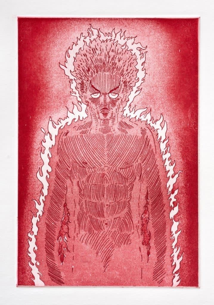 Alex Jackson, Self Portrait as an Earthgrazer (Self Portrait as Tetsuo) (For Otomo), 2023