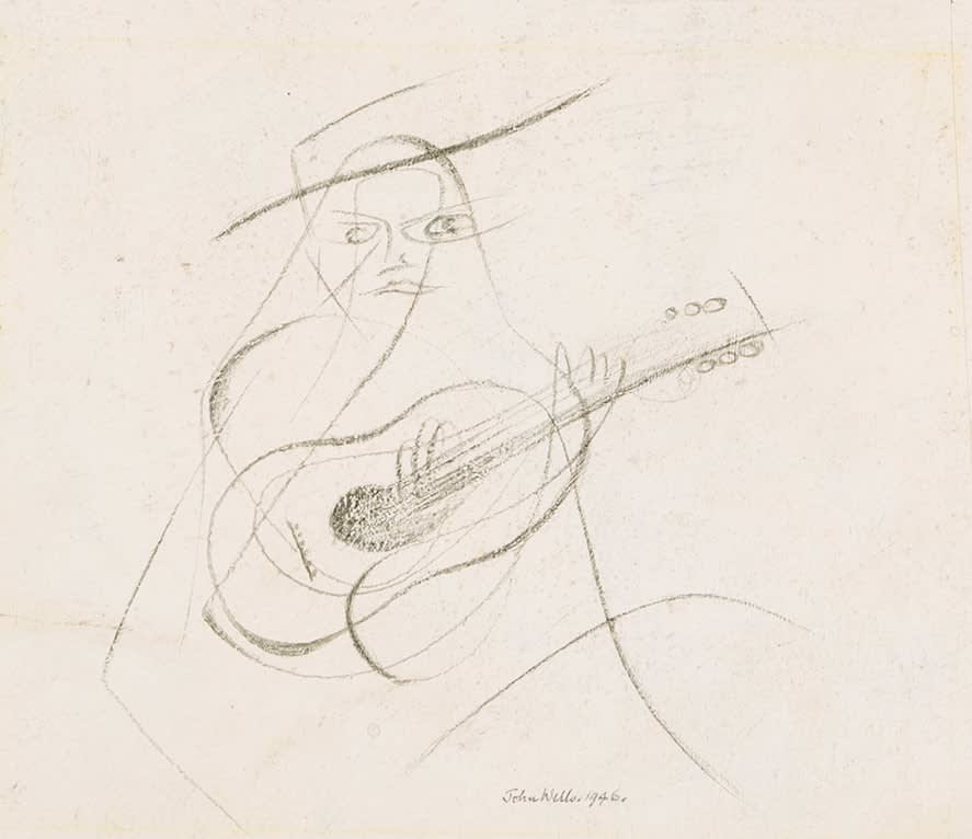 John Wells, Man Playing Guitar, 1946
