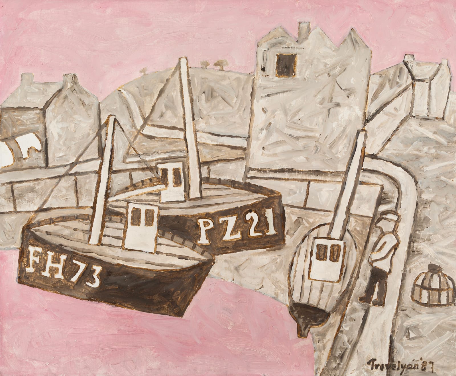Julian Trevelyan, Pink Harbour, Cornwall, 1987