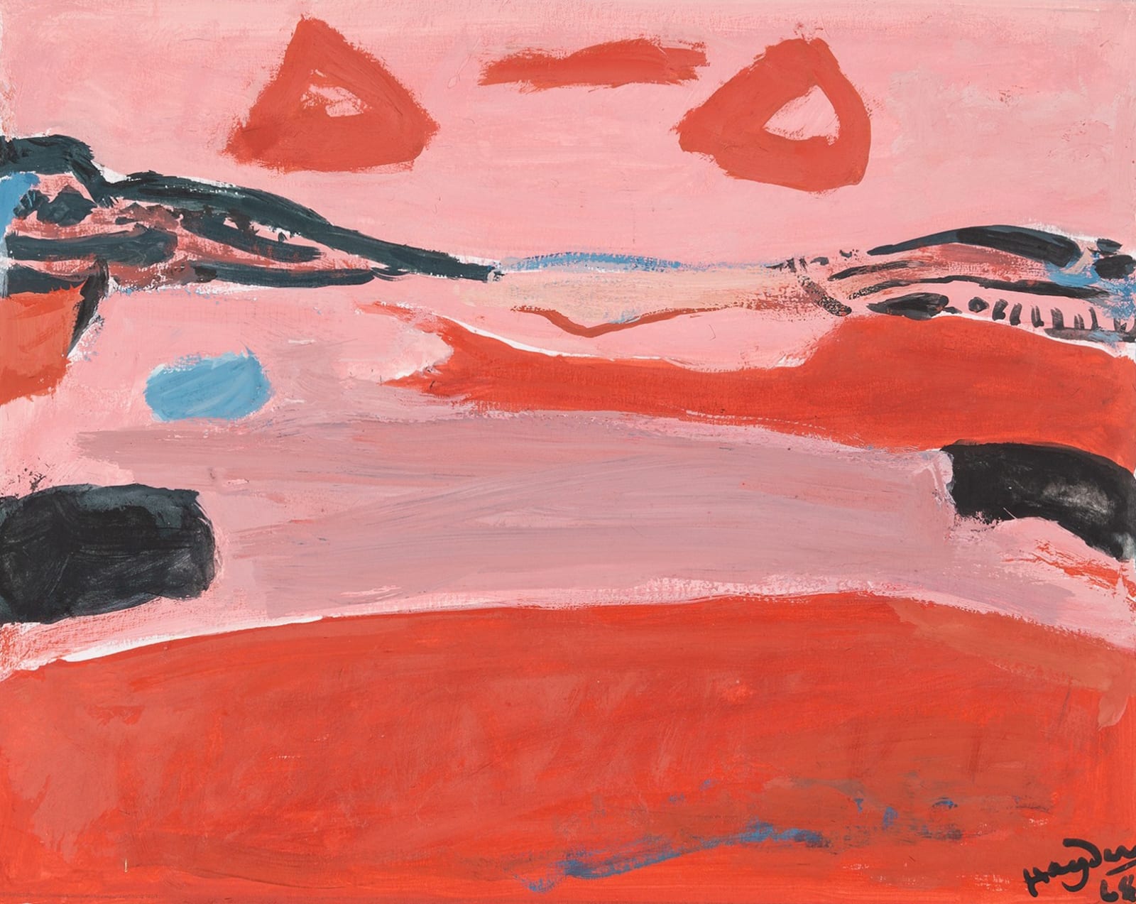 Henri Hayden, Red Landscape, Marne Valley, 1968