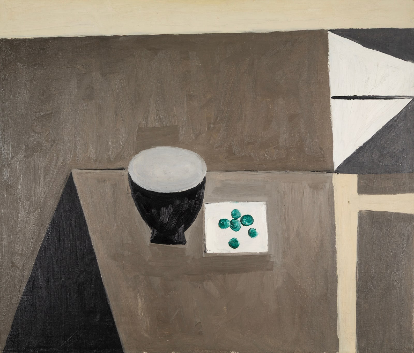 William Scott, Still Life with Bowl and Olives, 1950