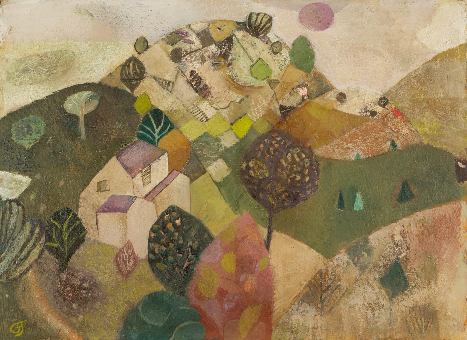 Gwyneth Johnstone, Landscape with Tree and House, 1960