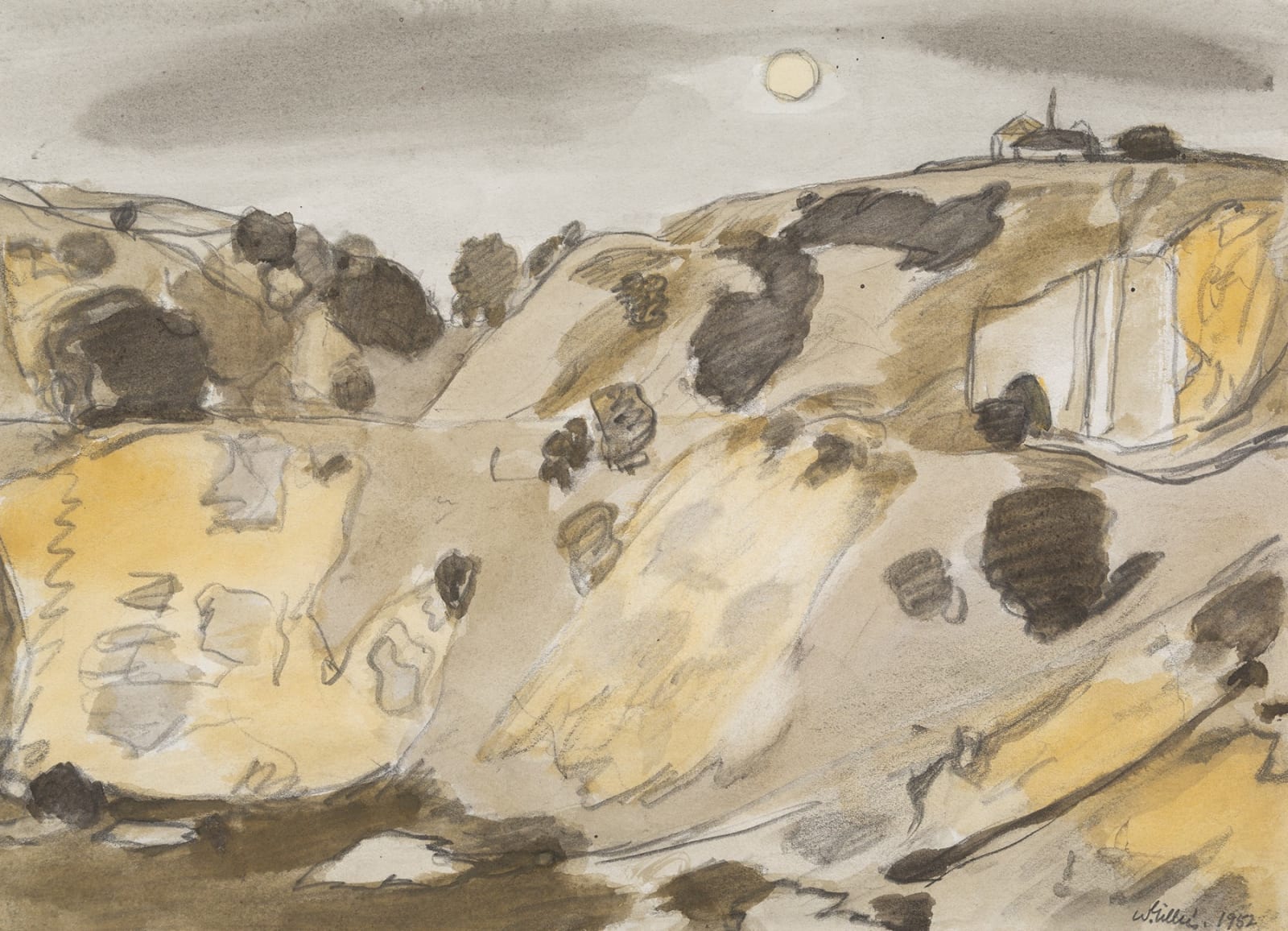 William George Gillies, Landscape near Temple, 1952