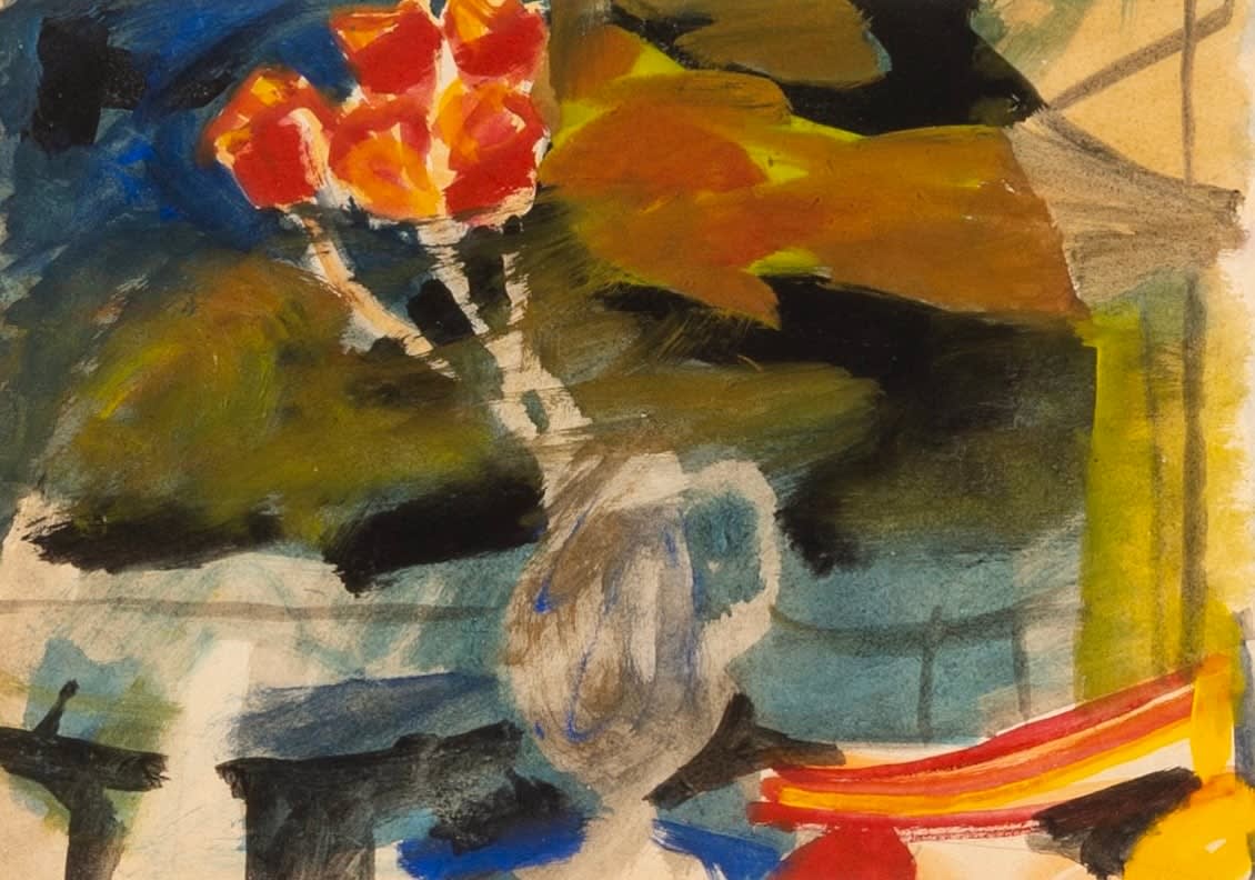 Peter Potworowski, Still Life, Red and Yellow Flowers, 1955, circa