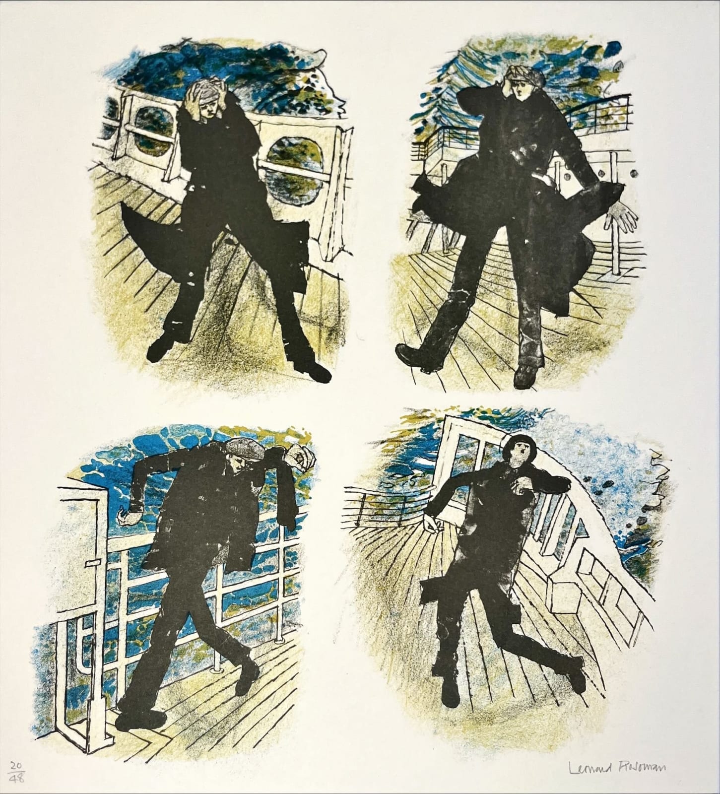 Leonard Rosoman, Ship Series - Man Blown in the Wind, 1987