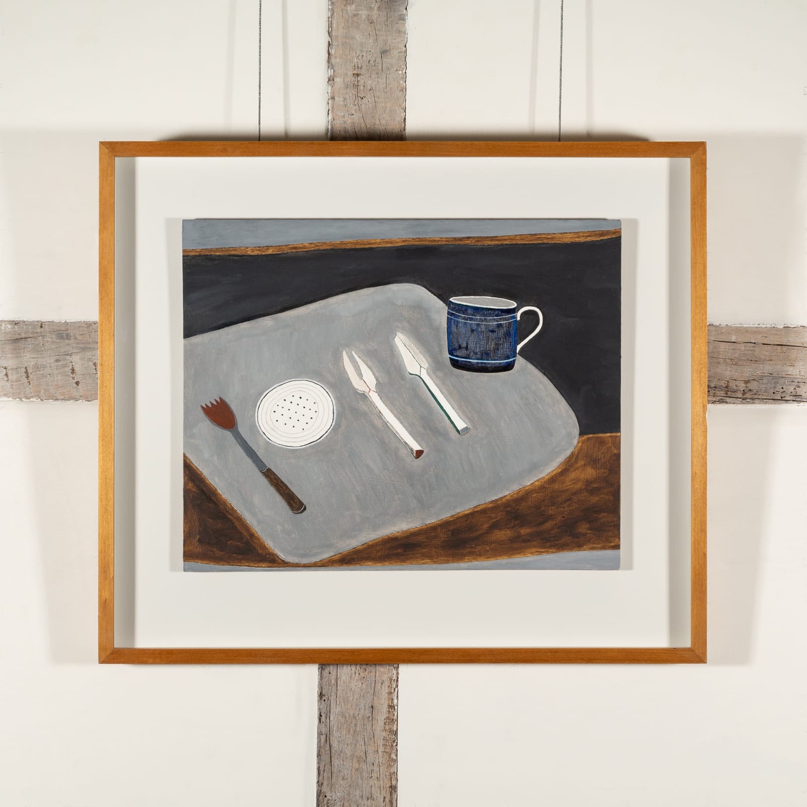 Rachel Nicholson, Still Life on Grey with Spotty Plate, 1979