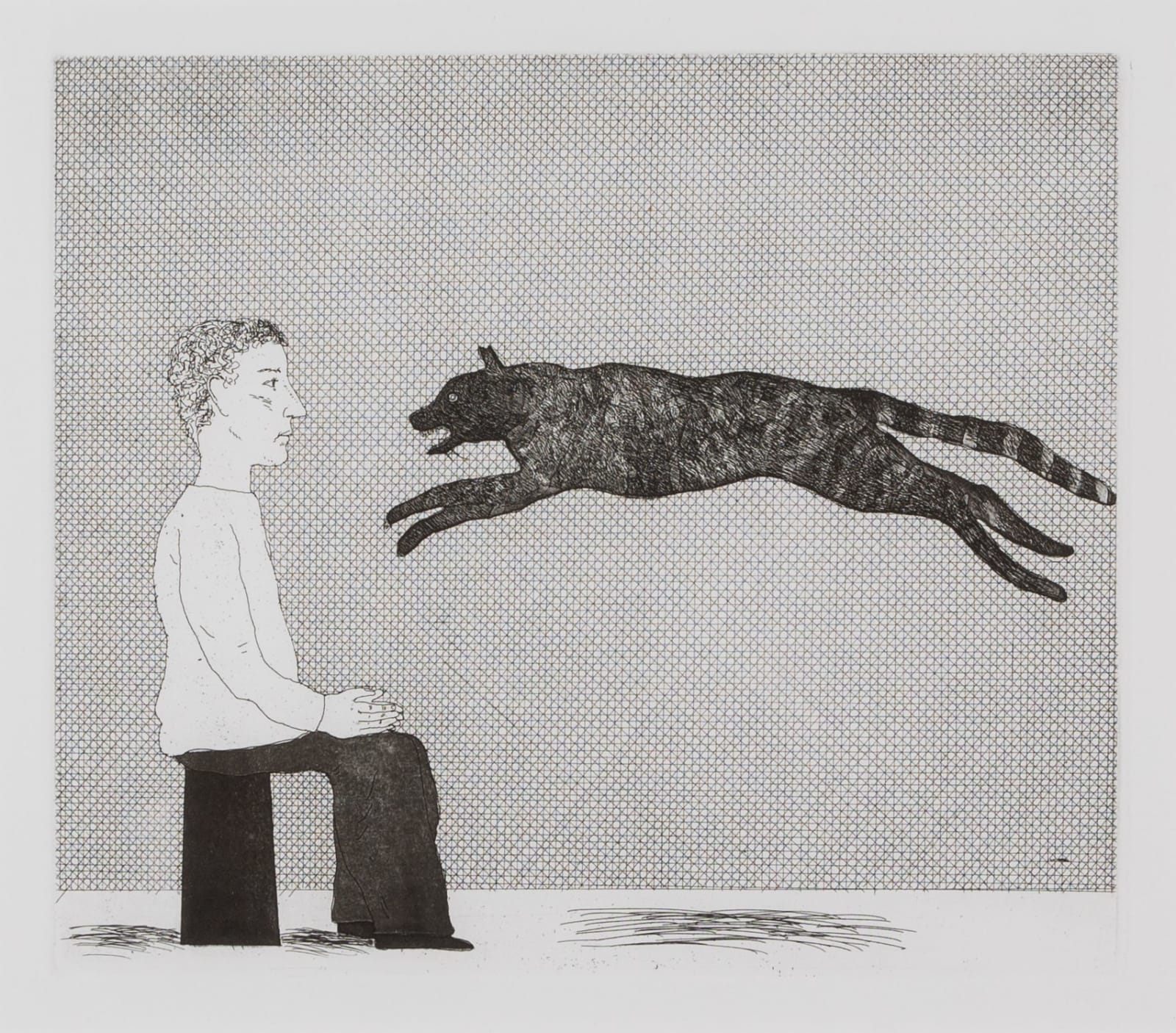 David Hockney, A Black Cat Leaping, 1969-1970