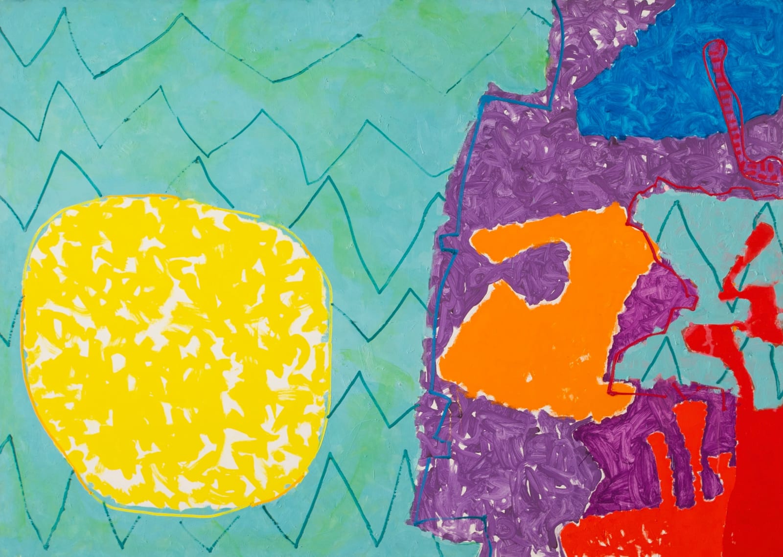Patrick Heron, Lemon Disc in Sea Green with Zig-Zags : July - December, 1982