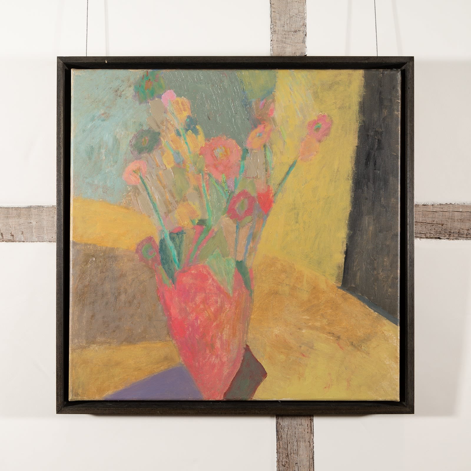 Nicholas Turner, Yellow Table with Pink Vase, 2025