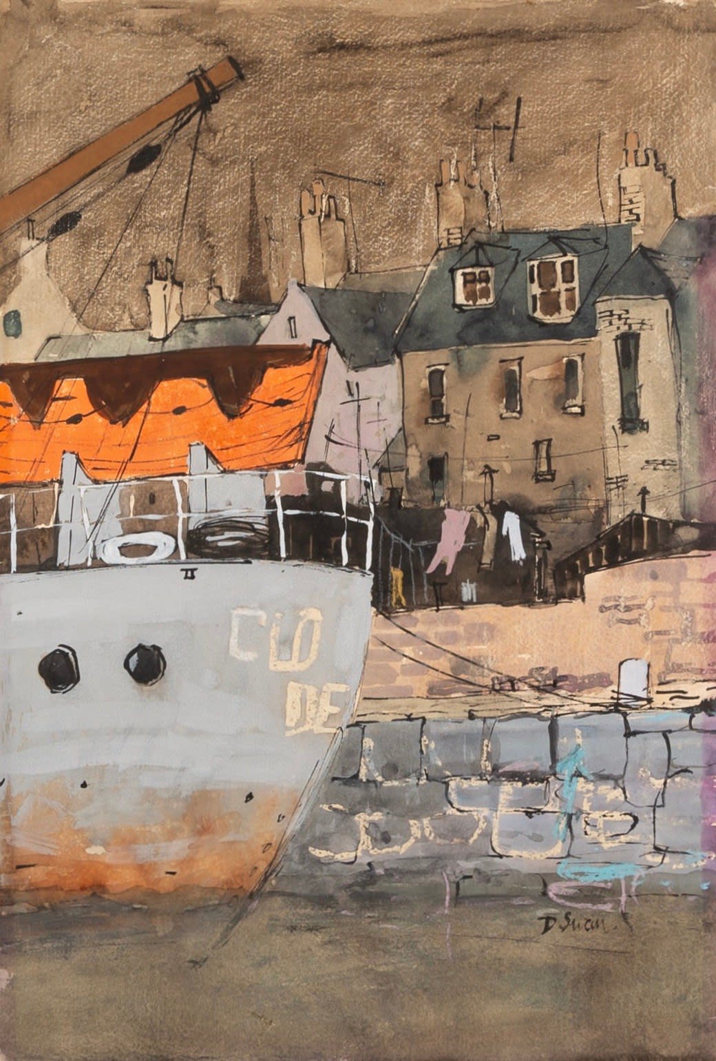 Douglas Swan, Montrose Harbour Lock Gates (The Dutch Boat), 1950s circa