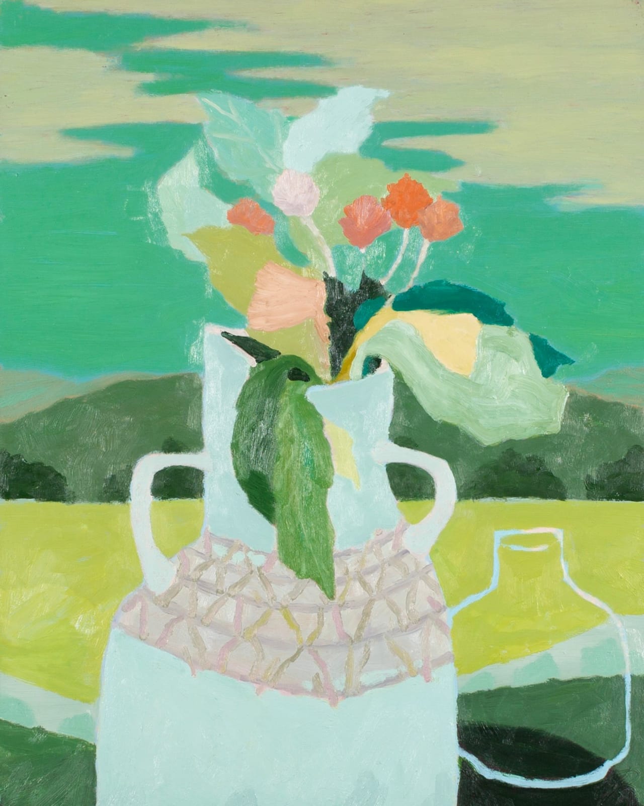 Richard Ballinger, Still life, Blue Vase in Green, 2024