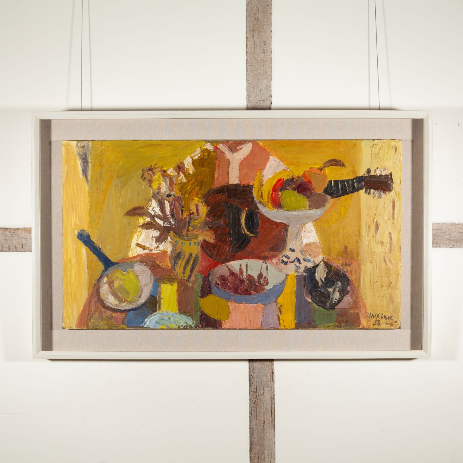 David McClure, Still life with Fruit and Guitar Player, 1958