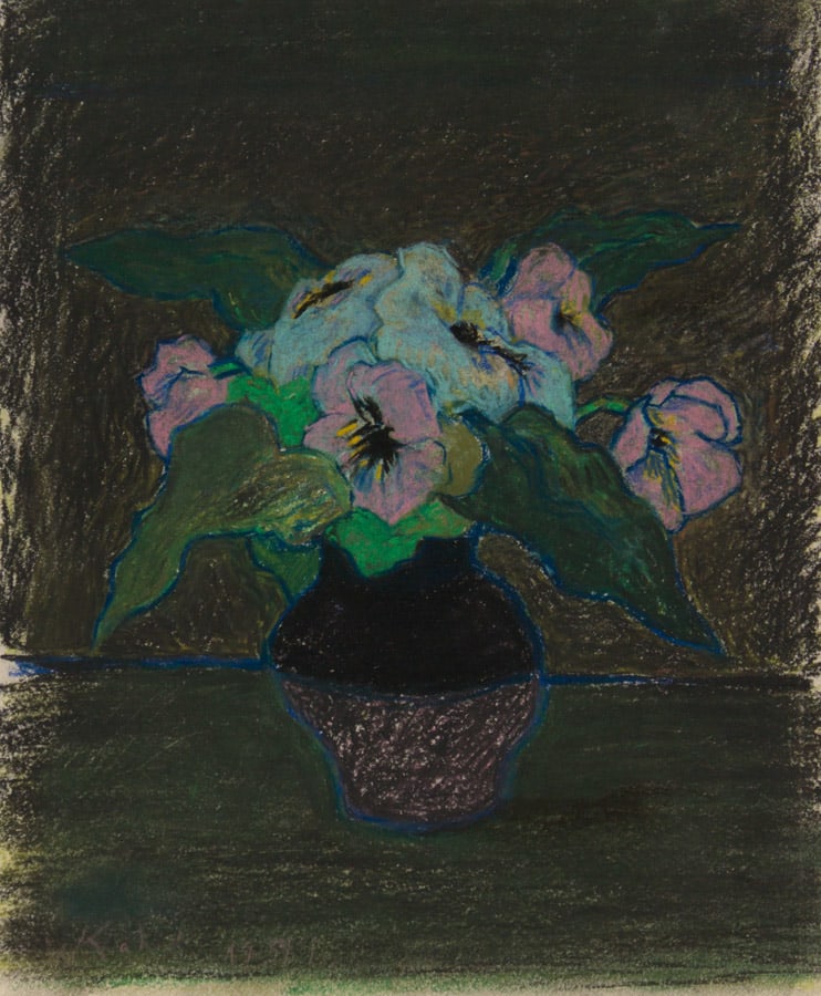 Wolf Kahn, TWO-TONED VASE WITH FLOWERS, 1951