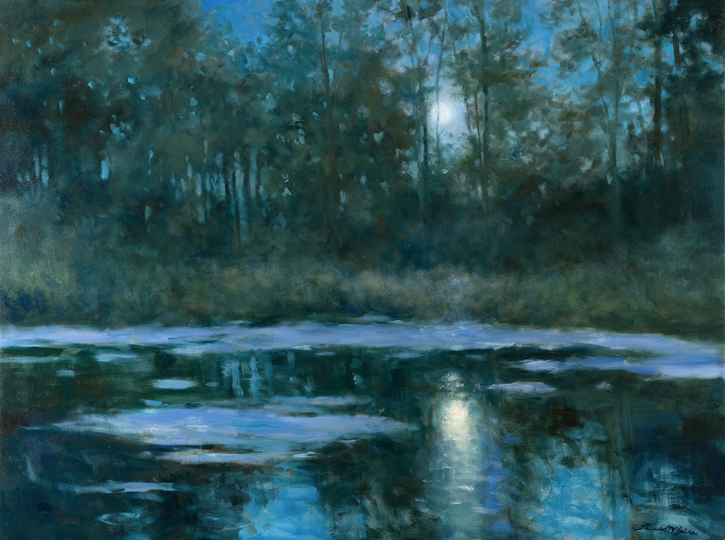 Thomas McNickle, BLUE MOON ON THE SCOUT POND, 2021