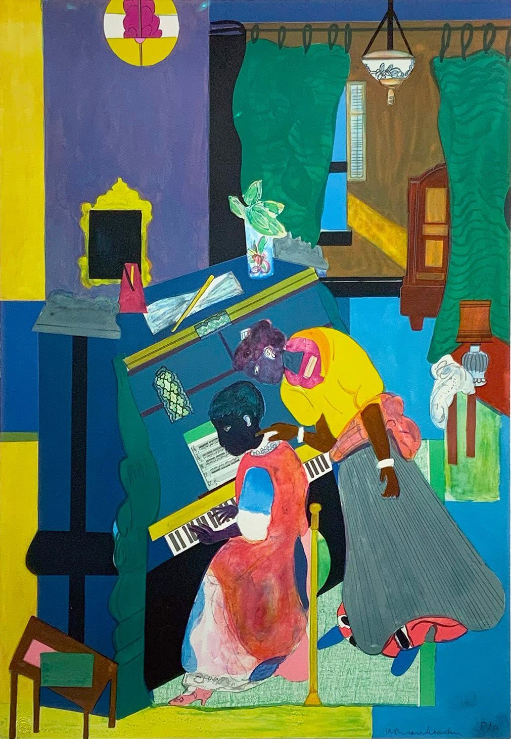 Romare Bearden, HOMAGE TO MARY LOU (THE PIANO LESSON), 1984