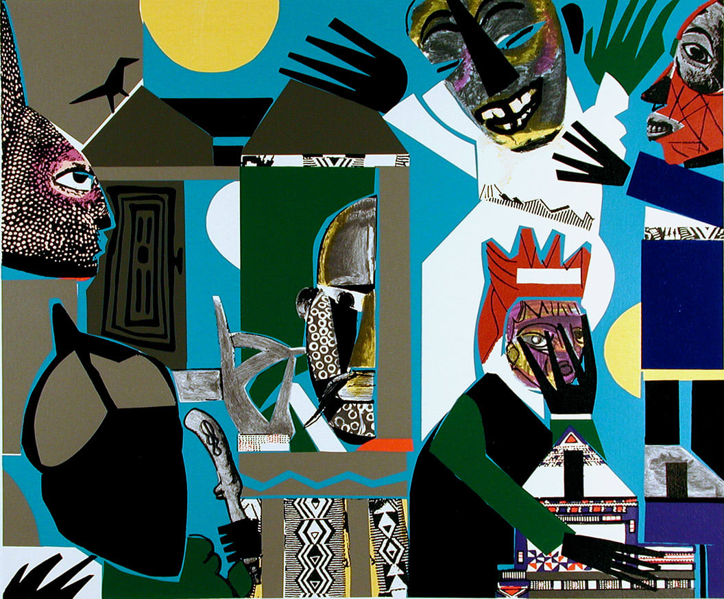 Romare Bearden, SORCERER'S VILLAGE, 1976