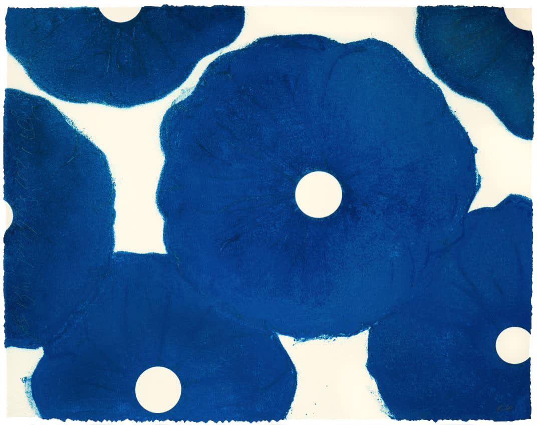 Donald Sultan, SIX BLUE POPPIES, 2021