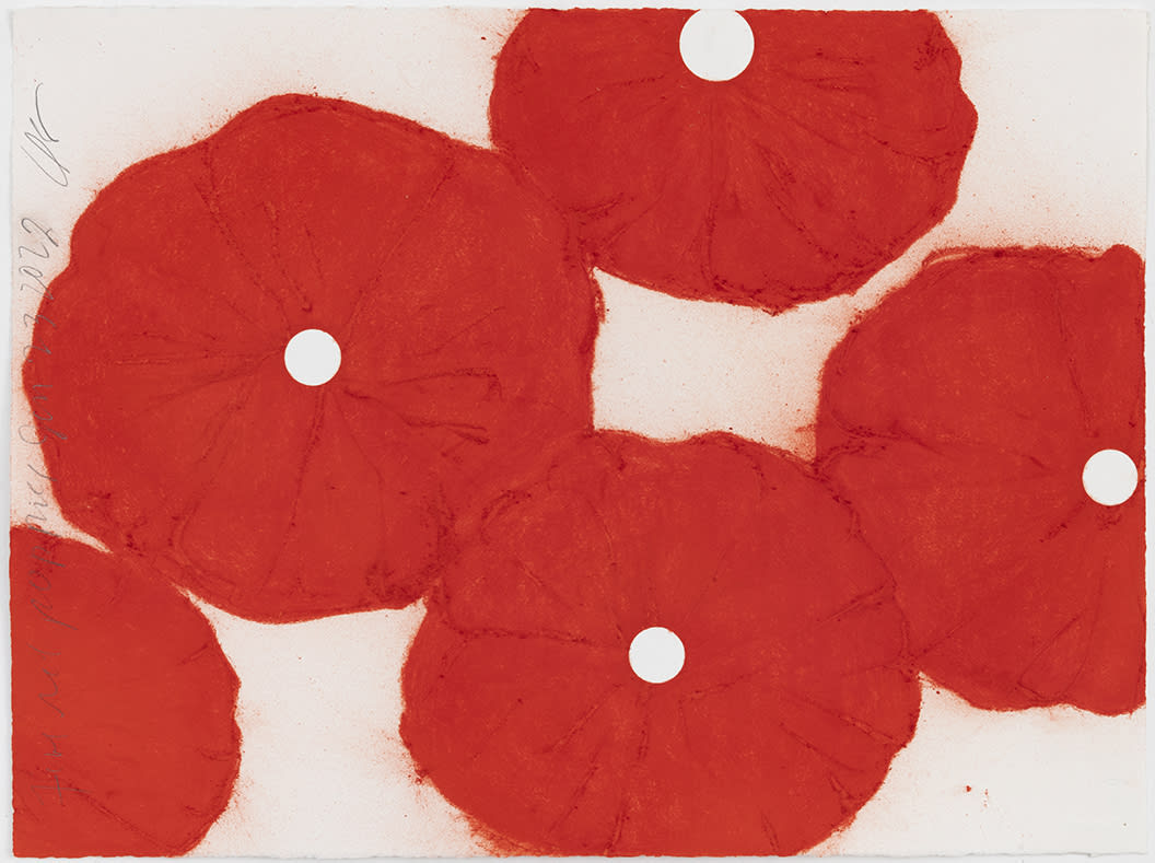 Donald Sultan, FIVE RED POPPIES JAN 23, 2022, 2022