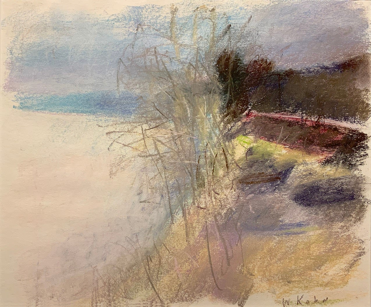 Wolf Kahn, Study for TRACK ALONG THE CONNECTICUT, 1979