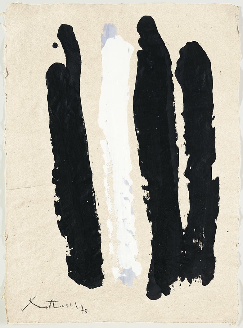 Robert Motherwell, UNTITLED (BLACK AND WHITE STROKES), 1975
