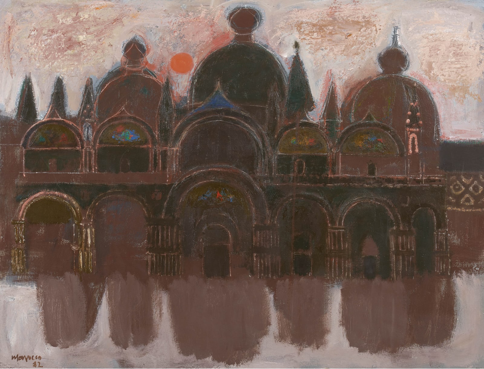 Alberto Morrocco, Basilica in Flood, 1982