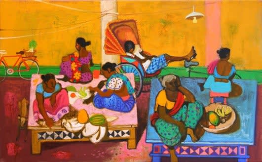 Leon Morrocco, At the Market, Goa