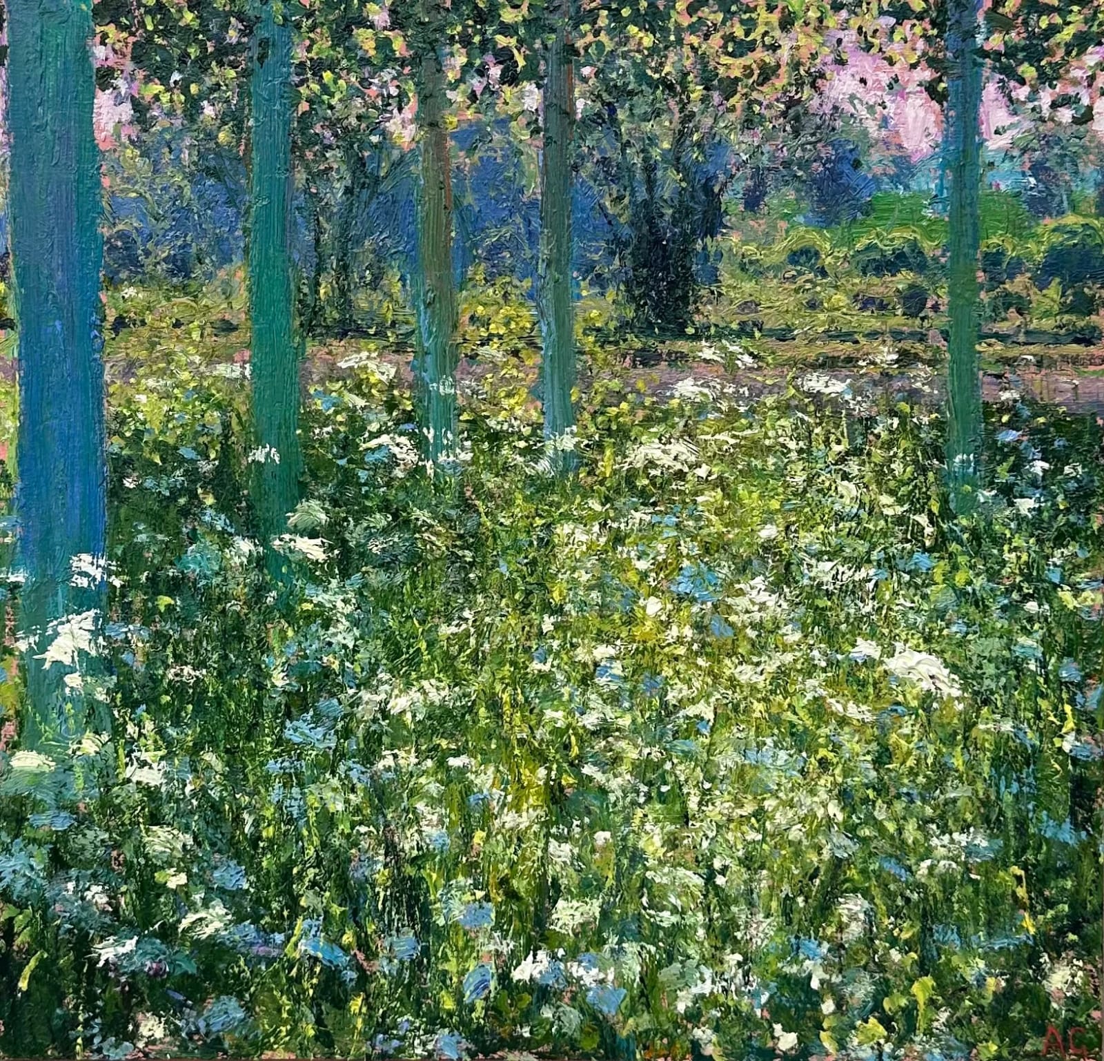 Andrew Gifford, 9. Poplars near the Crossroads, Gout-Rossingnol I, May, 2024