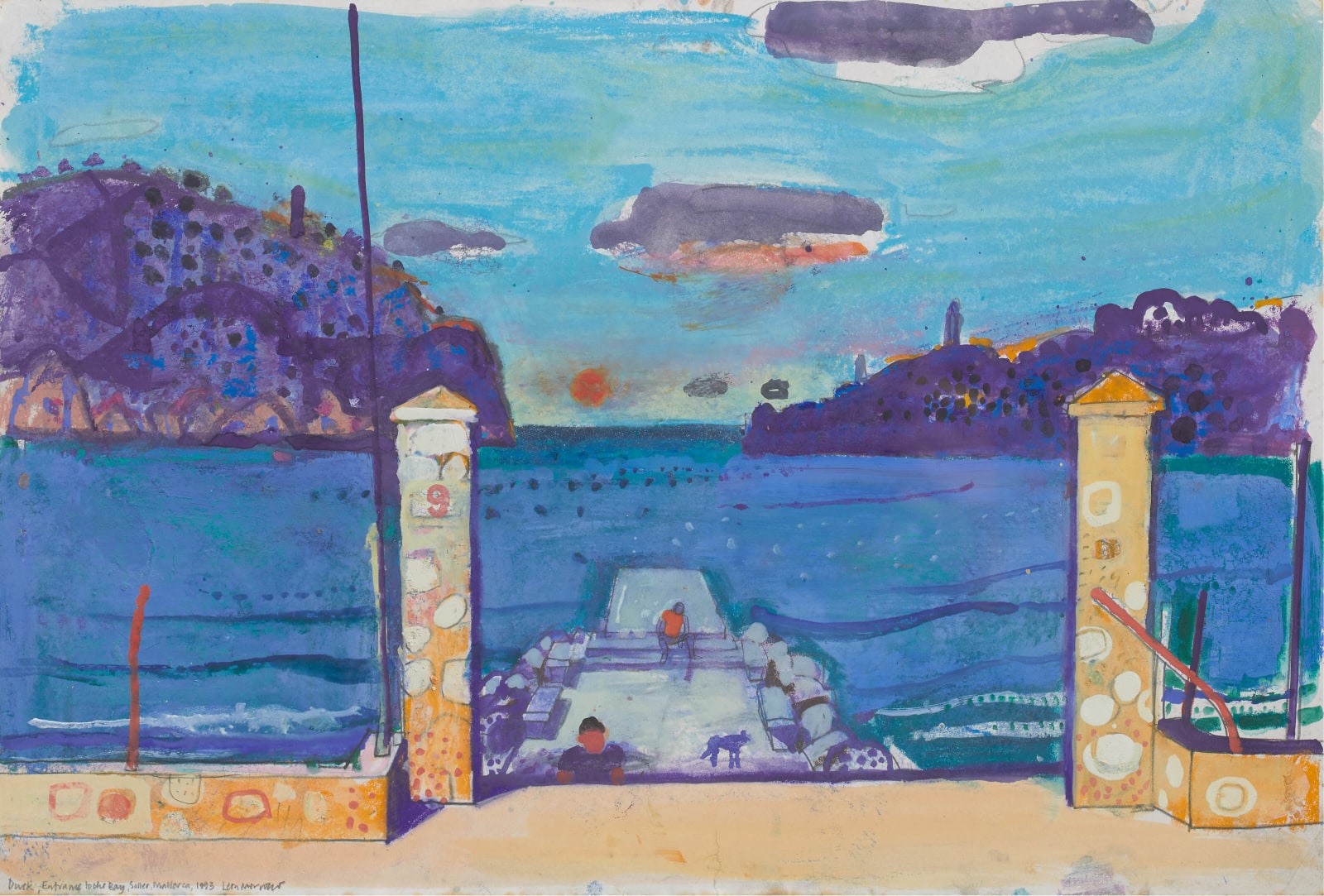 Dusk, Entrance to the Bay, Soller, Mallorca, 1993 by Leon Morrocco