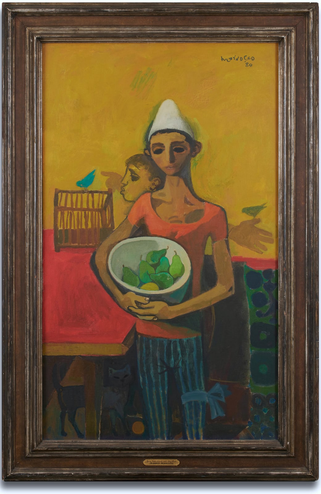 Alberto Morrocco, Young Saltimbanchi with Song Birds, 1980