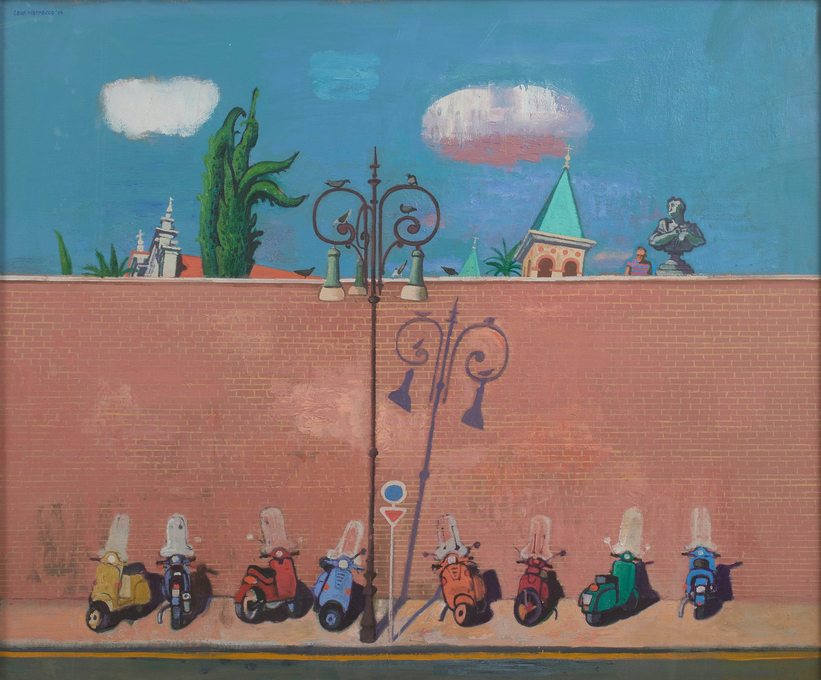 Motorini and City Wall,, 2004 by Leon Morrocco