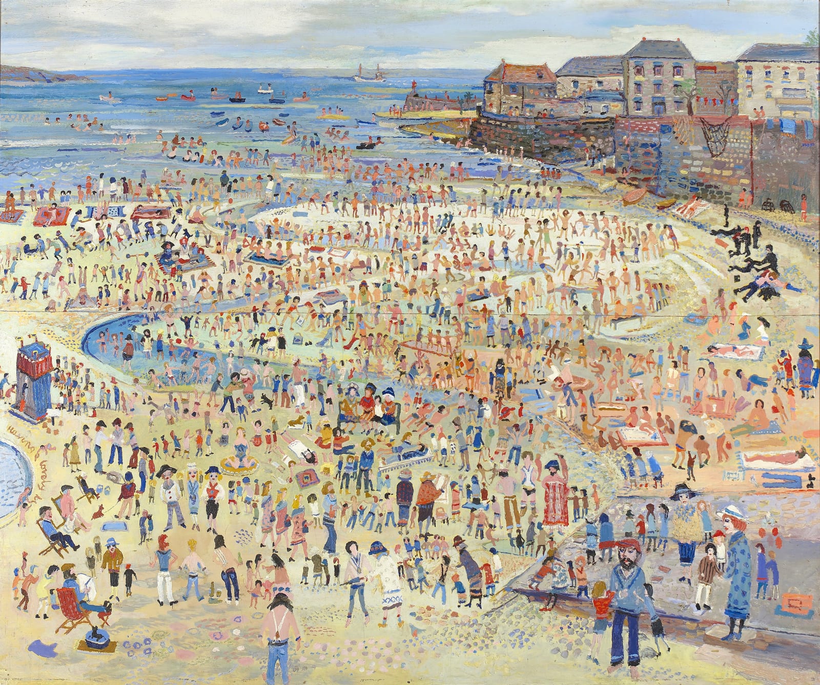 Fred Yates, Beach Scene, Cornwall, c.1986