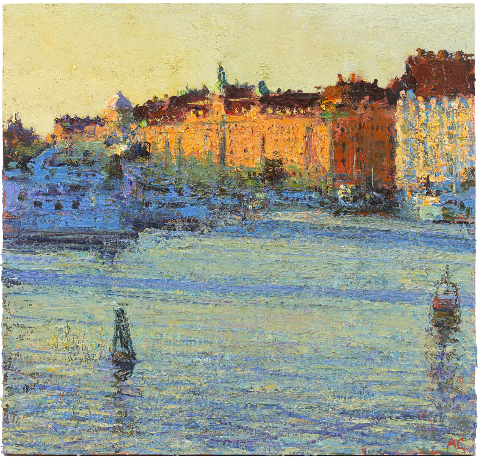 Andrew Gifford, Towards Nybroplan, Stockholm, Golden Light, 2019