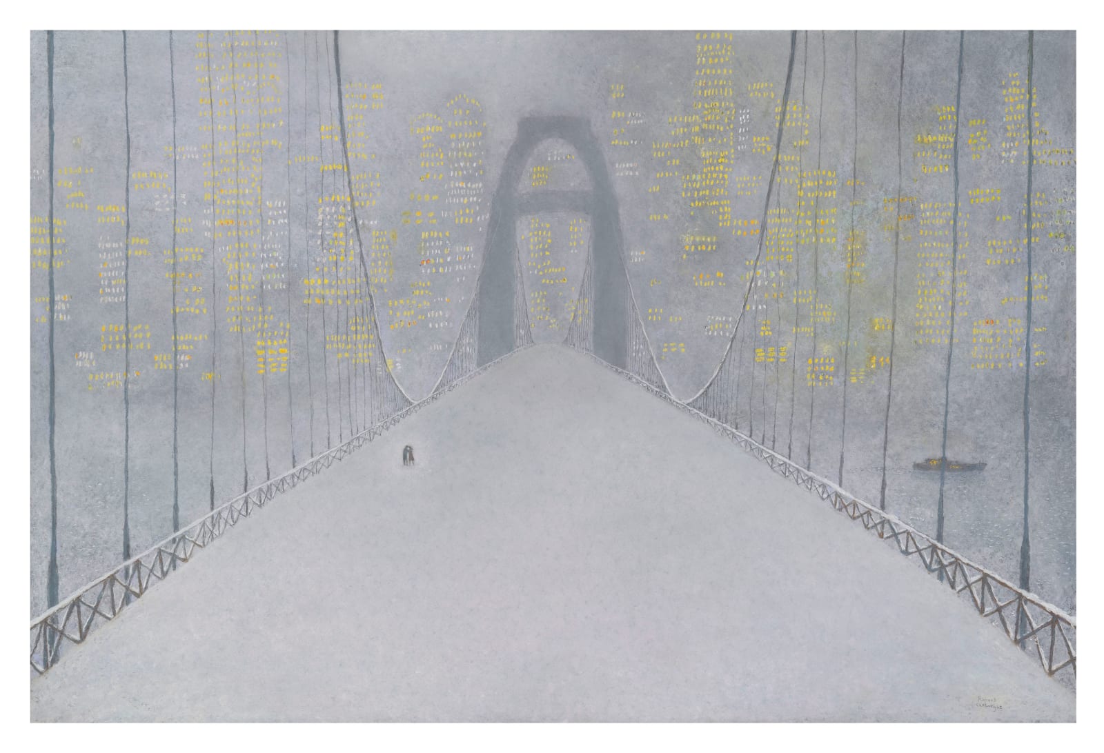 Richard Cartwright, Kissing on the Bridge in the Wintertime , 2024