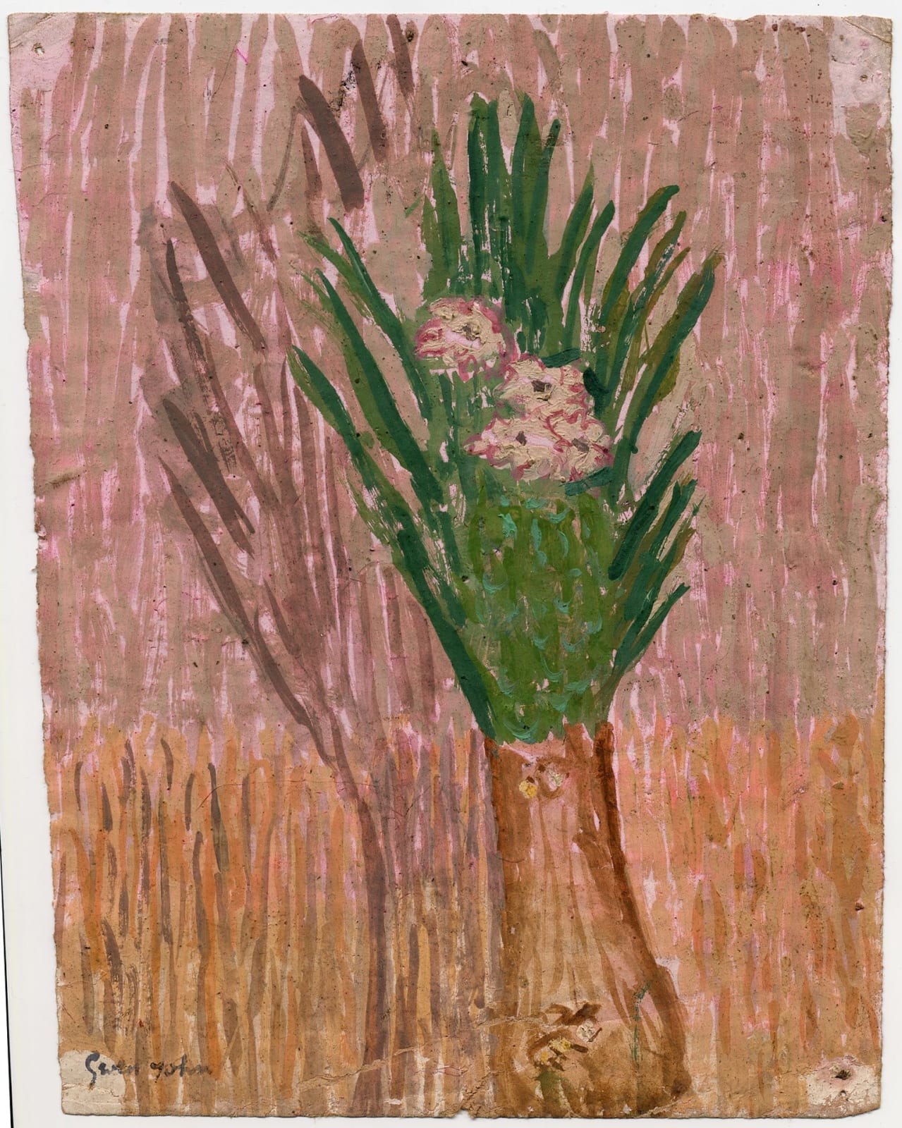 Gwen John, Pink Flowers and Green Leaves in Vase, late 1920-1930s
