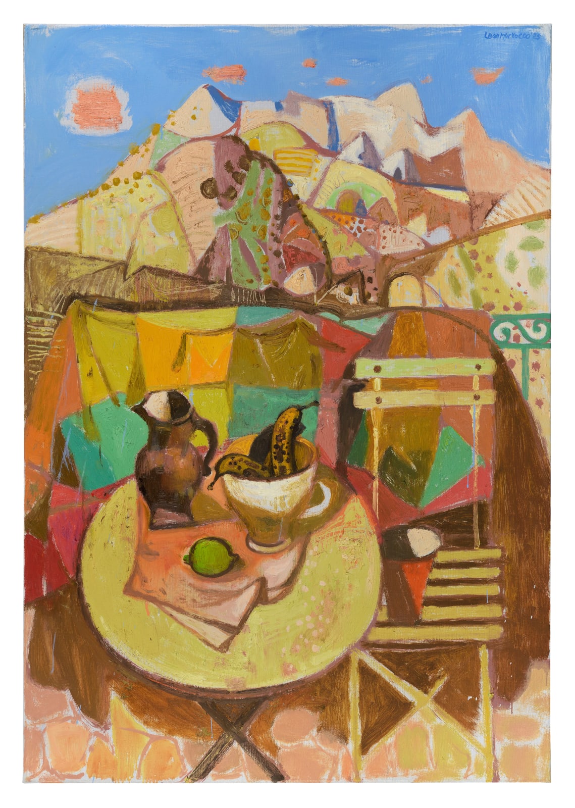 Leon Morrocco, Table & Chair against the Mountain Side, 2025