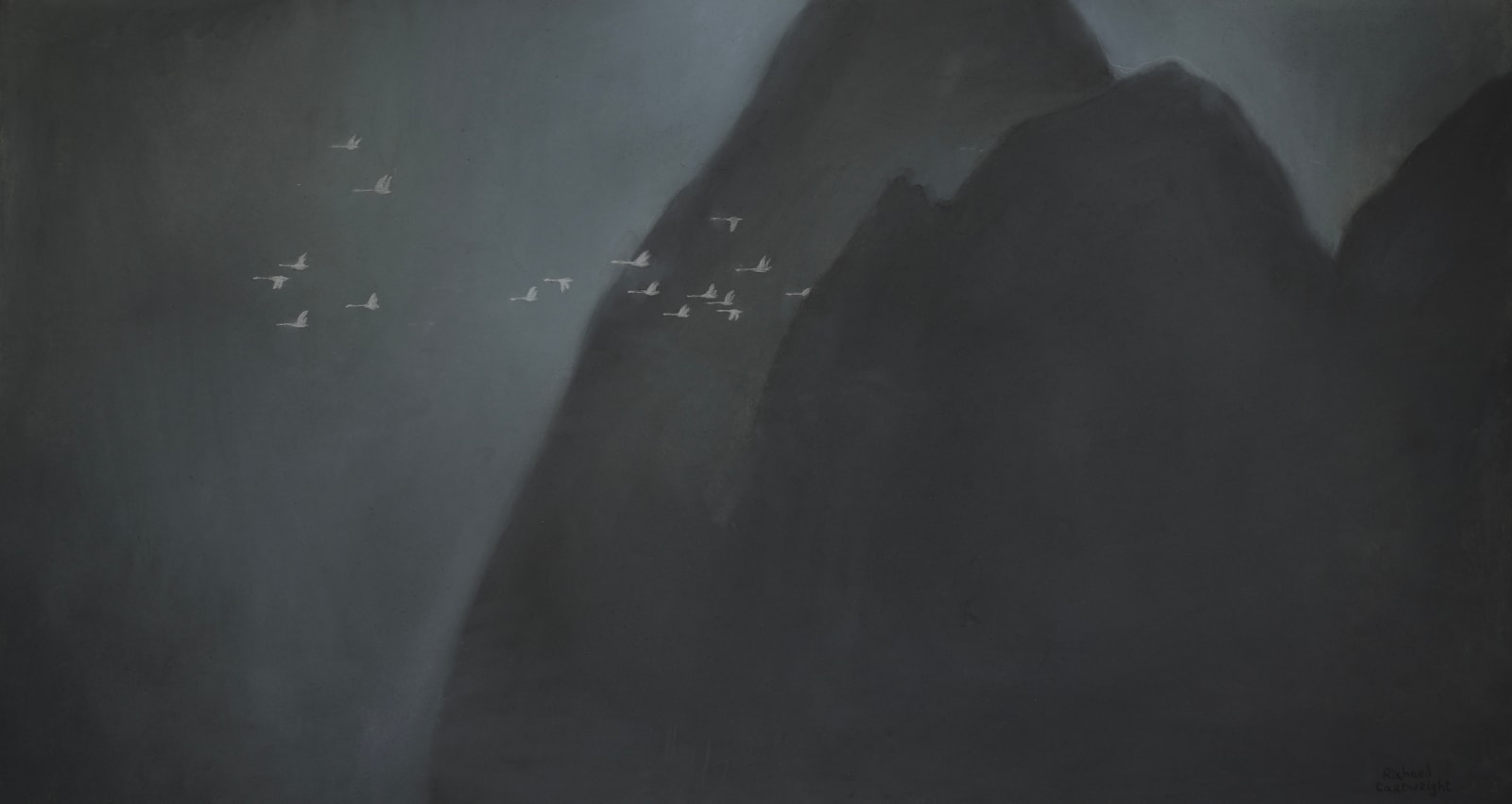 Richard Cartwright, Swans Flying Through the Mountains, 2024