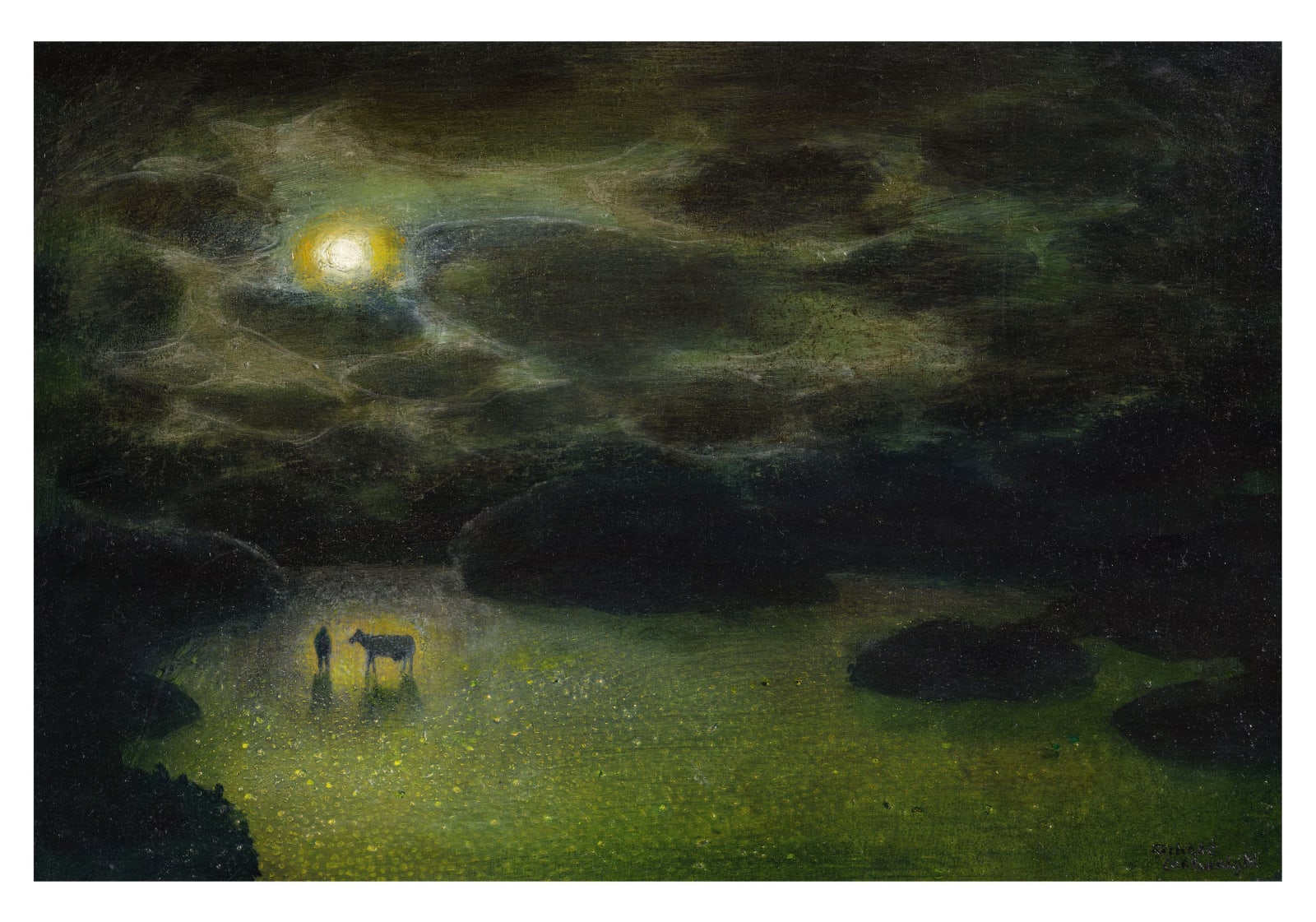 Richard Cartwright, Cow with Man and Moon , 2024