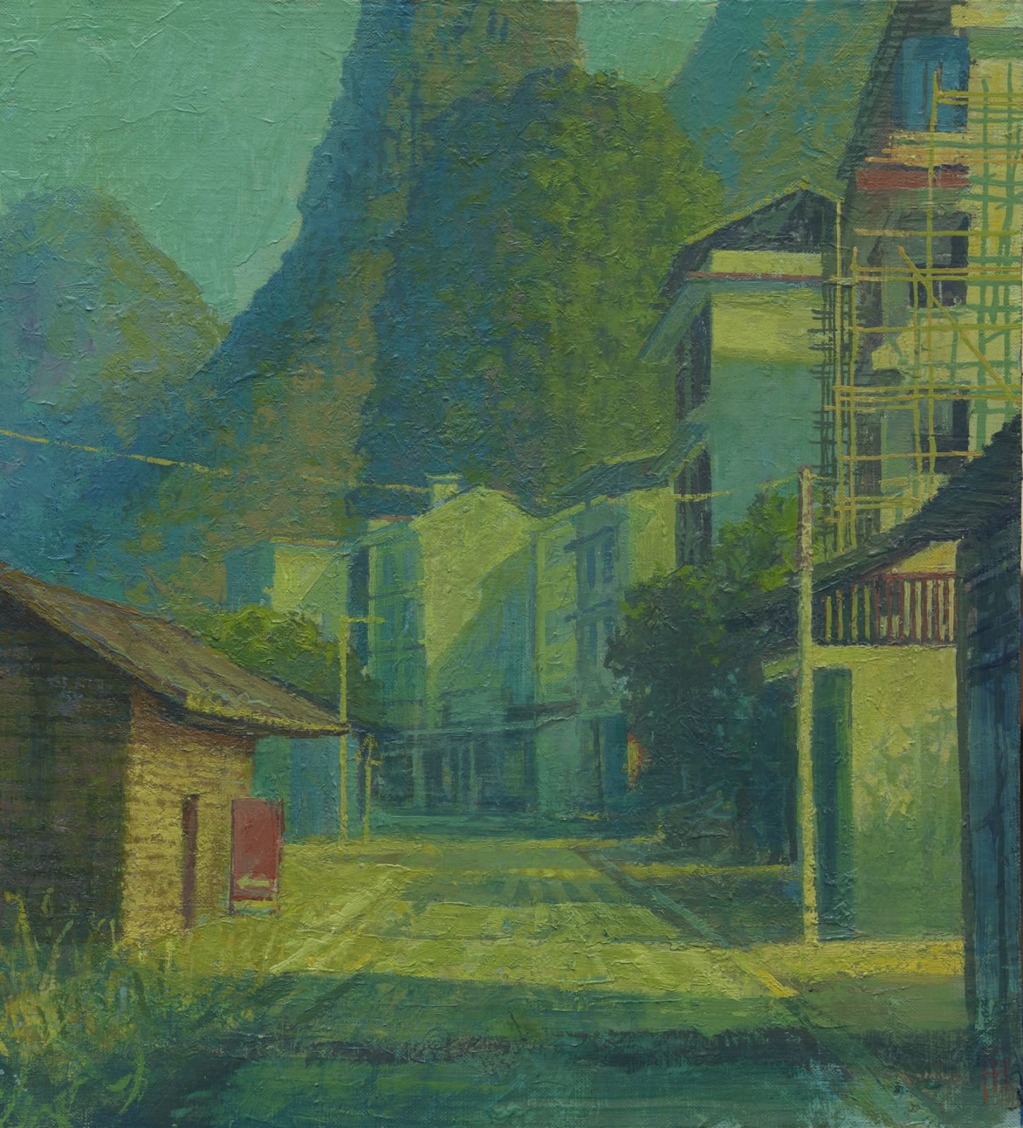 Francis Hamel, 38. Village with Bamboo scaffolding, Guilin, 2019-20